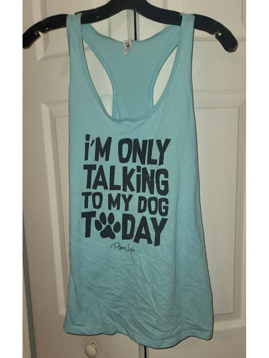 Piper Lou Tops - PIPER LOU ''I'M ONLY TALKING TO MY DOG TODAY' BLUE TANK TOP SIZE XXL